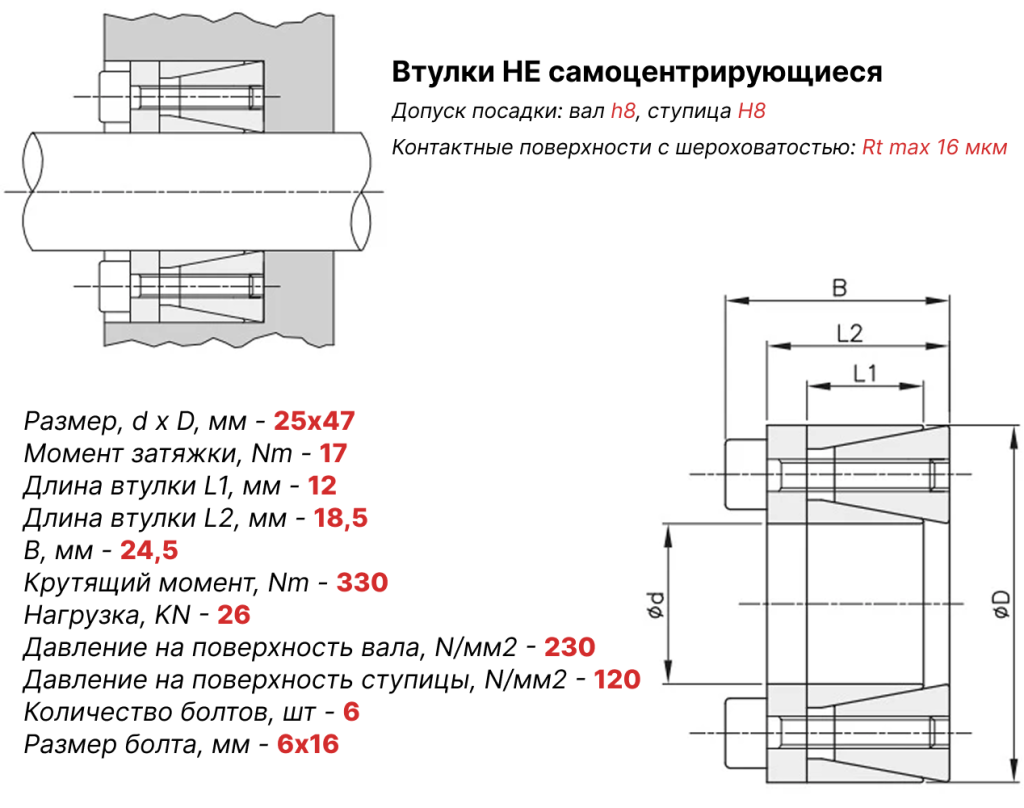 Чертеж втулка зажимная ВК45 25х47